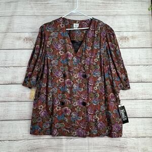 Vintage Kwai II Petites Floral Blazer Jacket Women's Size‎ 24WP Multicolor NEW